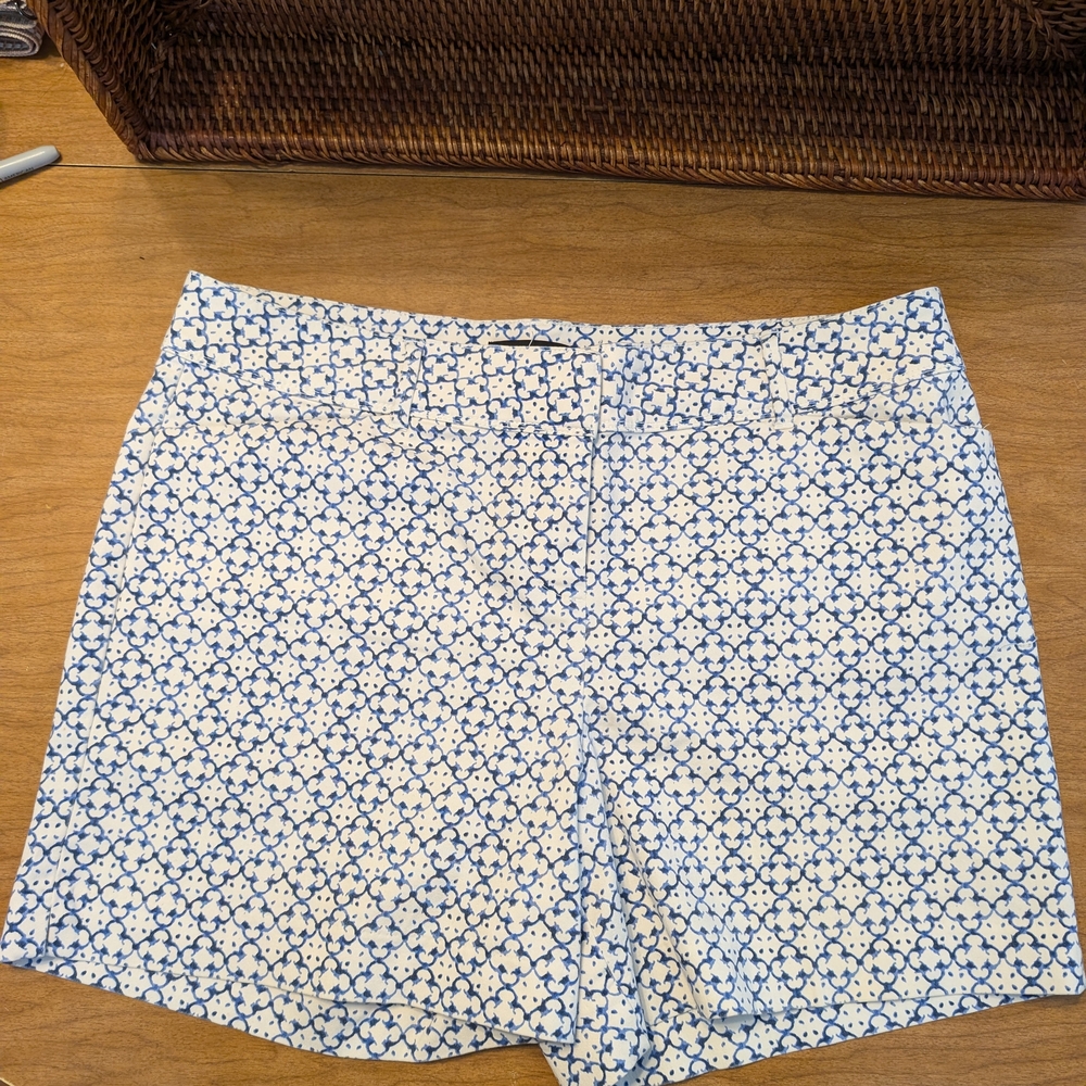 The Limited Blue and White Geometric Shorts